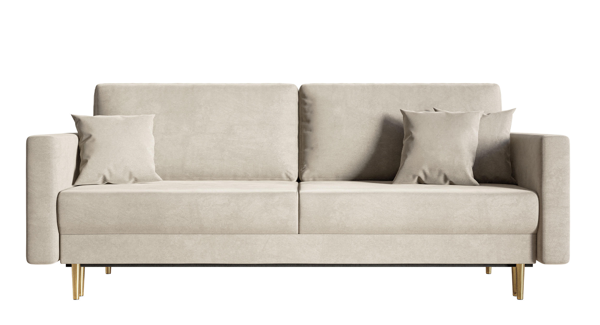 SCHLAFSOFA Valico Beige hydrophober Samt - Beige/Goldfarben, Textil/Metall (230/90/97cm) - Selsey