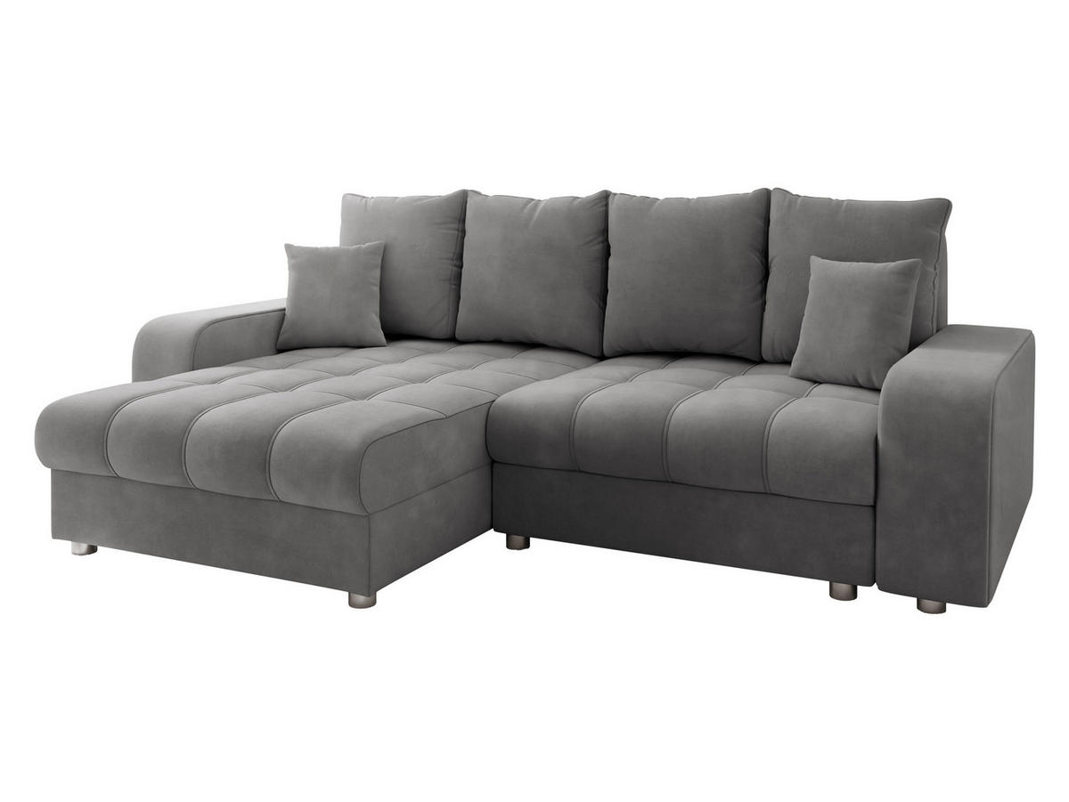 ECKSOFA Kronos - Silberfarben/Grau, Holz/Textil (250/166cm) - MIRJAN24