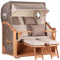 STRANDKORB Baltikum Teak 2,5 Sitzer - Beige/Braun, Holz/Metall (142/170/95cm) - Mr. Deko