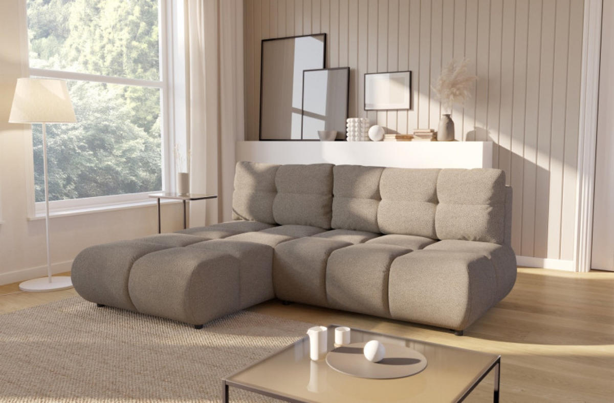 ECKSOFA Dunkelbeige MILA Ausziehbar Links Ohne Armlehnen - Beige, Textil (230/177cm) - Sepro Meble