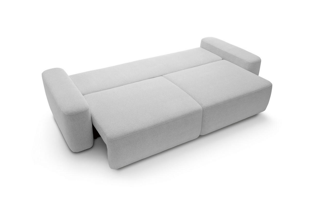 SOFA 4-Sitzer freistehend, Bettzeugcontainer, Polsterung aus PUR-Schaum, Stoff Raven, Schlaffunktion: 120x200 cm, Größe: 257x82x105 cm, Esche - Hellgrau, Holz/Textil (257/82/105cm) - DomoHome