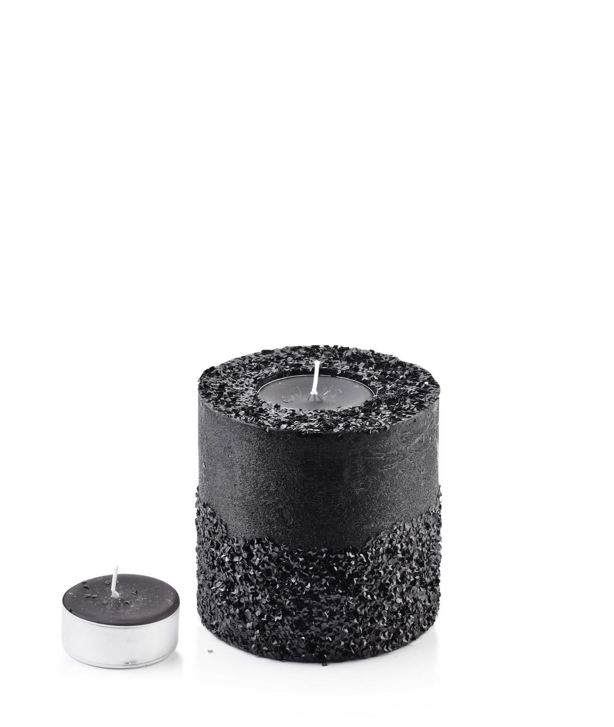 TEELICHTHALTER Diamond Schwarz 12/12/12 cm Naturmaterial - Schwarz, Naturmaterialien (12cm) - Mondex