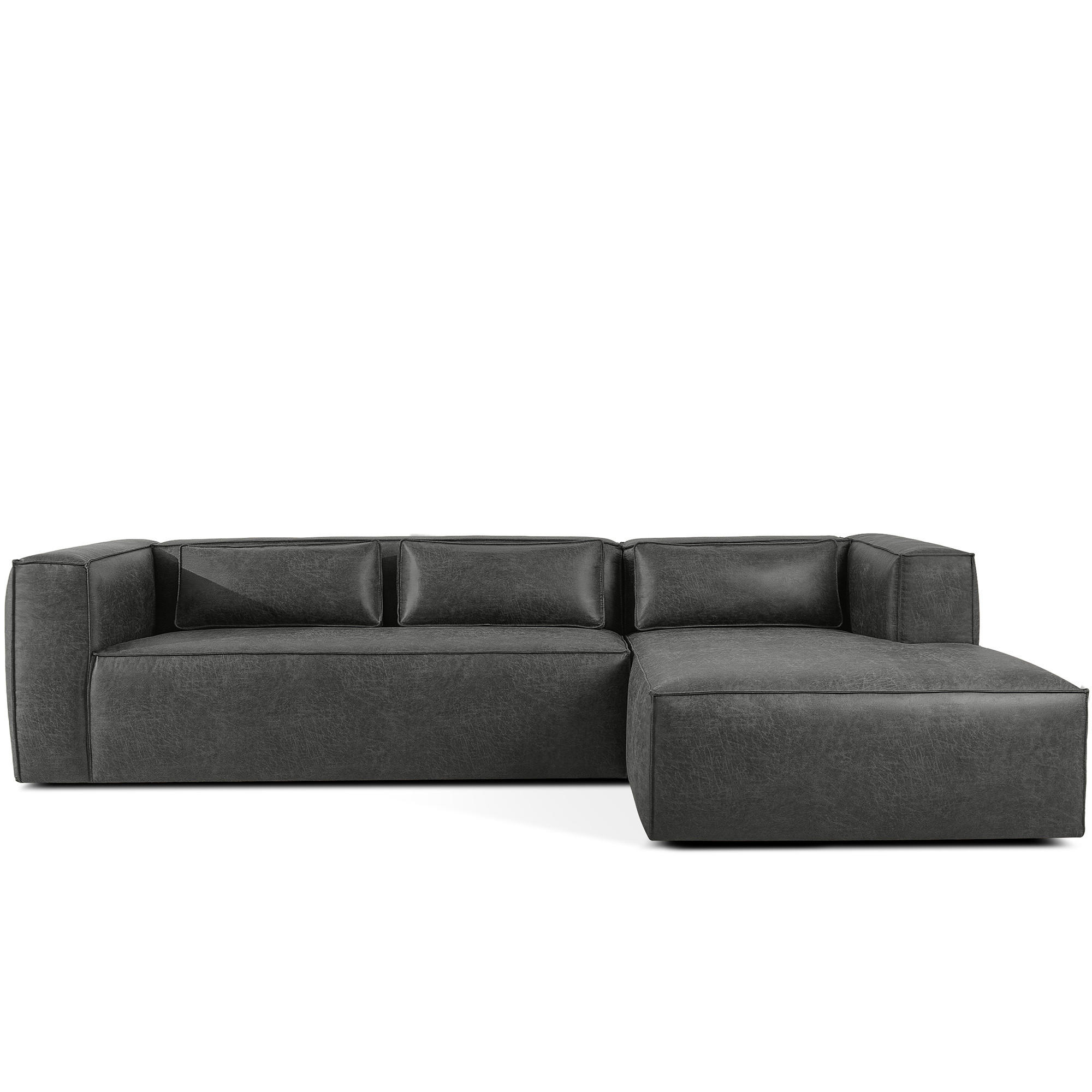 ECKSOFA RECHTS FEROX, Dunkelgrau - Dunkelgrau, Holz/Holzwerkstoff (300/175cm) - KONSIMO®