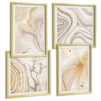 BILDER SET 4er Set - 50x50 cm & 40x60 cm Goldrahmen - Subtile abstrakte Muster - Goldfarben, Kunststoff (50/50cm) - TULUP