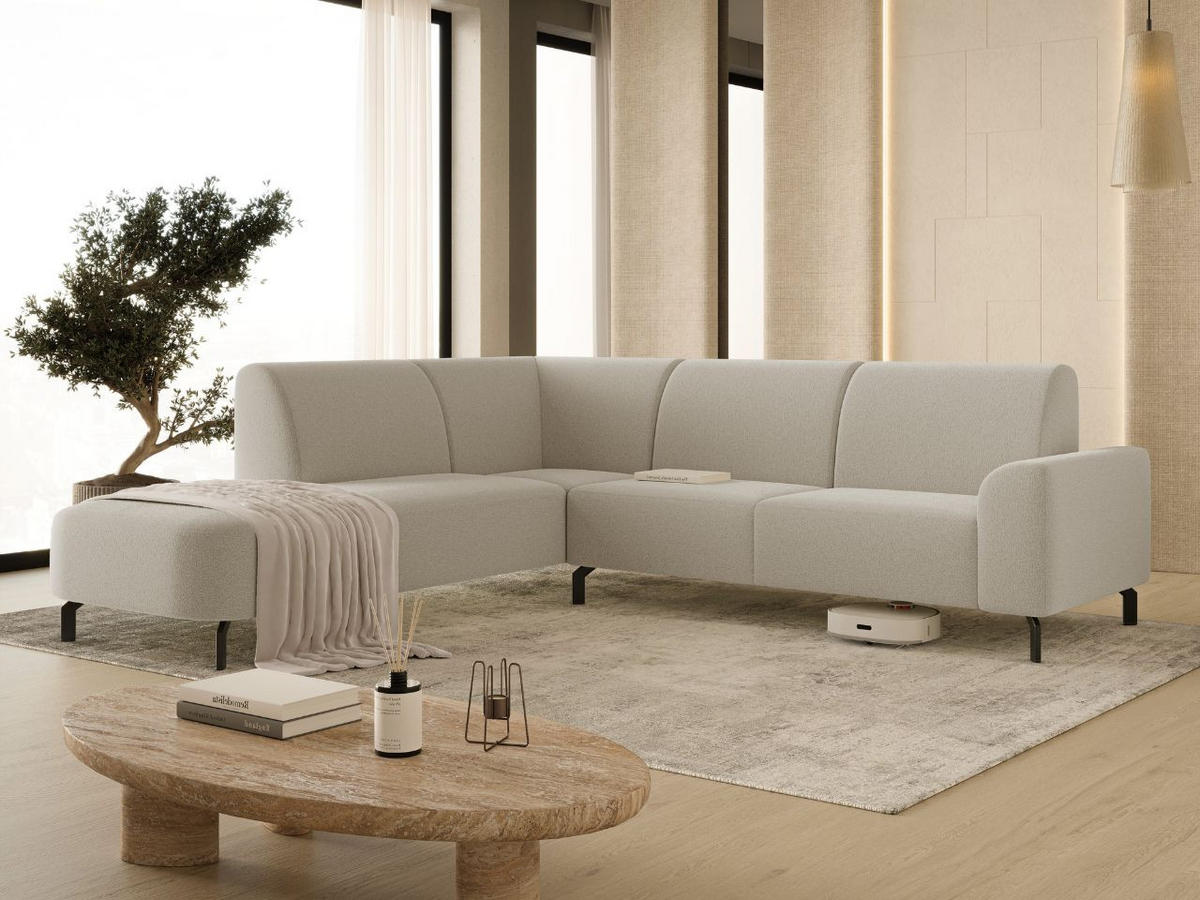 ECKSOFA Regento Beige Links - Beige/Schwarz, Holz/Textil (277/218cm) - Graingold