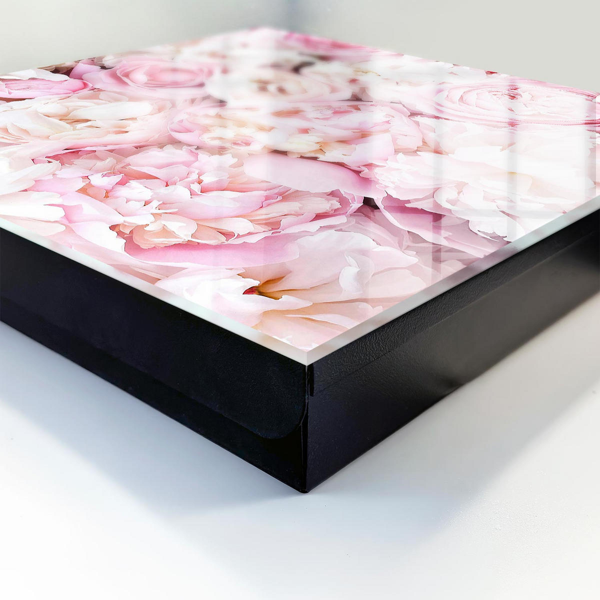 SCHLÜSSELBOX Schwarz 30x30 cm- Türöffnung nach rechts - Pastellblumen - Pink, Metall (30/30/5cm) - TULUP