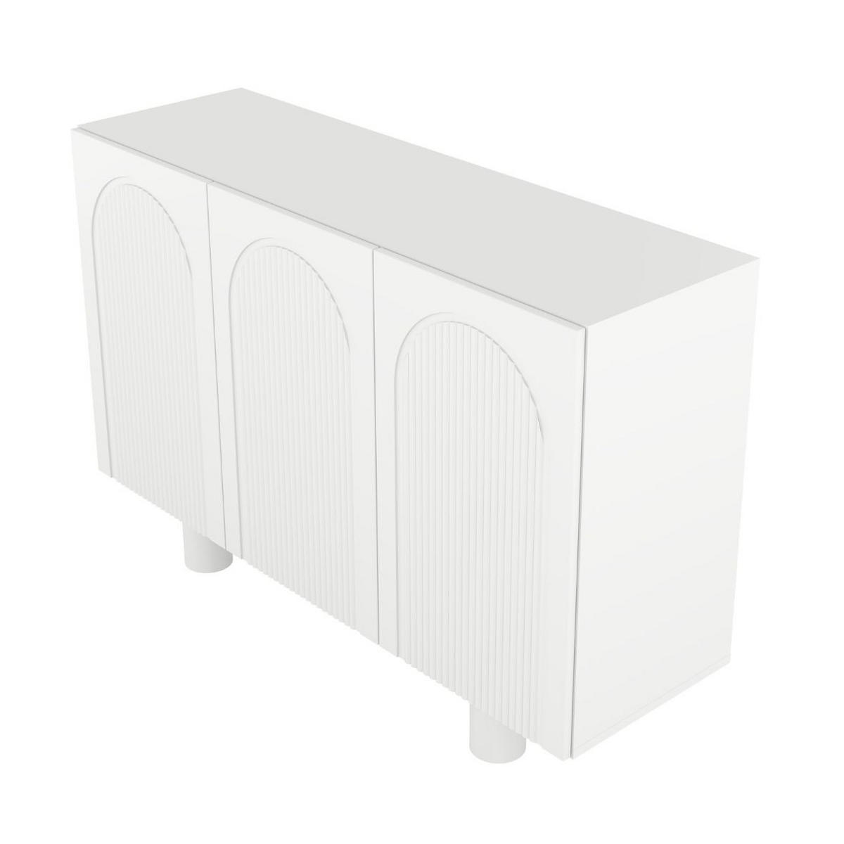SIDEBOARD Rita, Mit Gefrästen Fronten, 130 cm, Weiß - Weiß, Holz/Holzwerkstoff (135.7/90.6/41.9cm) - Skandica
