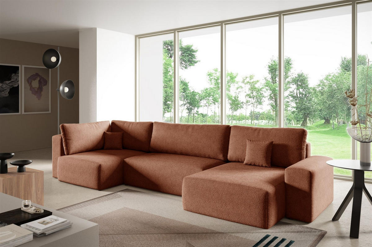 WOHNLANDSCHAFT Arona Xl - Braun, Holzwerkstoff/Textil (397/70/148cm) - Fun Möbel