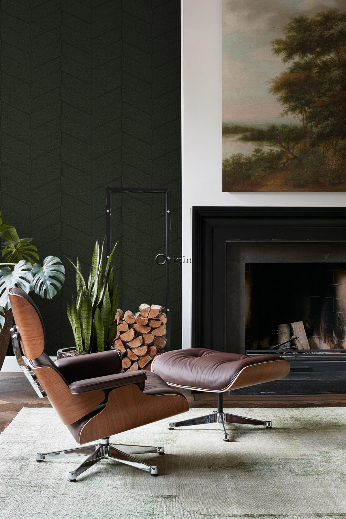 TAPETE Fliesenmuster mit Schlangenhaut-Motiv 53 cm x 10.05 m - Grün, Papier (53/1000cm) - Origin Wallcoverings