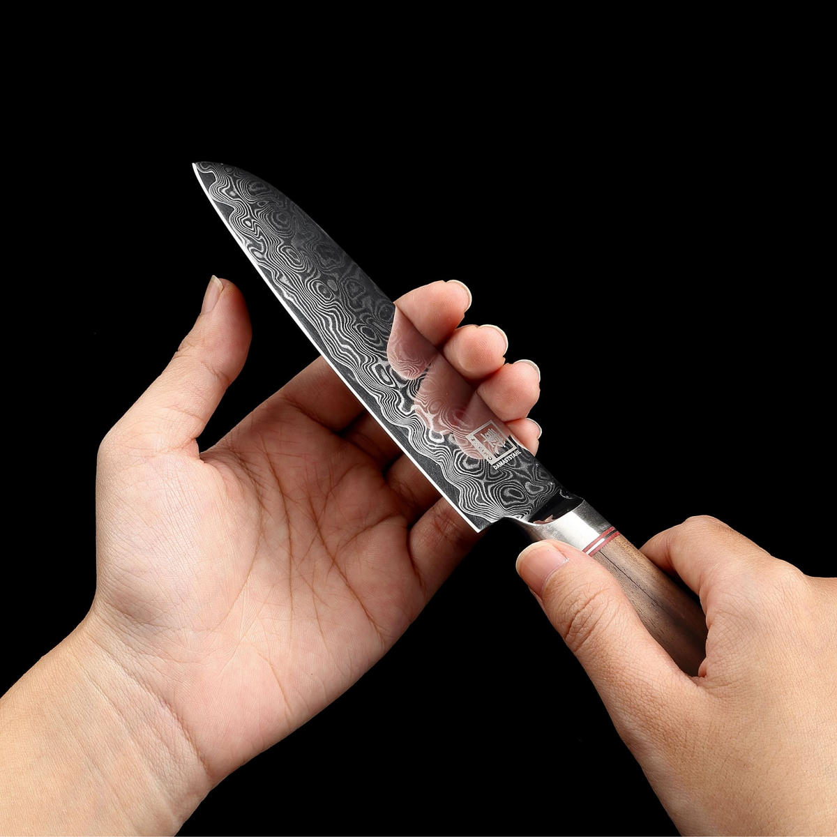 KLEINES SANTOKUMESSER 12 cm - Nussbaumfarben, Holz/Metall (24cm) - Zayiko