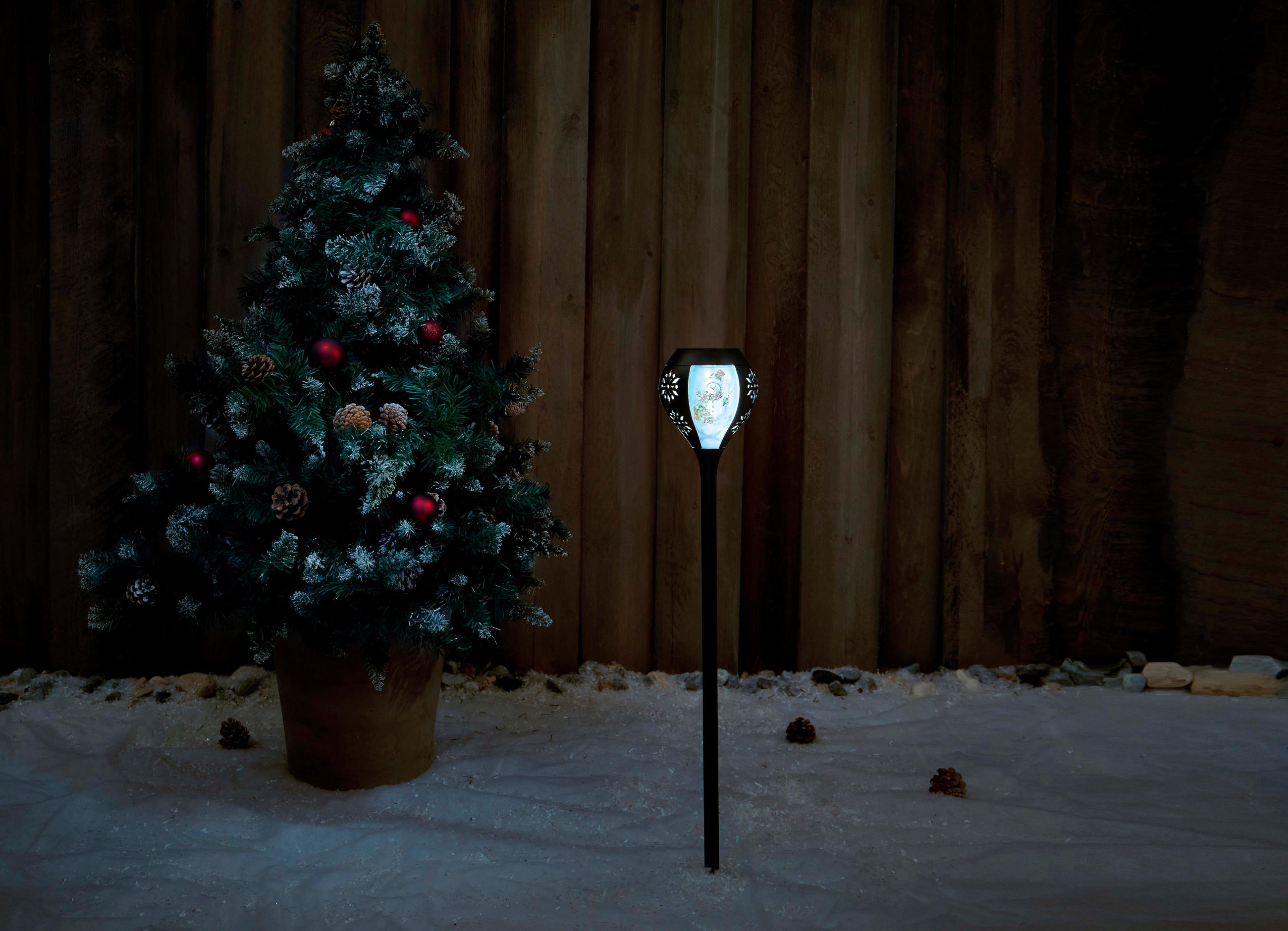 SOLAR-WEIHNACHTS-GARTENLEUCHTE Garten Deko Dämmerungssensor IP44 Kunststoff Schneemann - Weiß, Kunststoff (14/14/80cm) - Northpoint