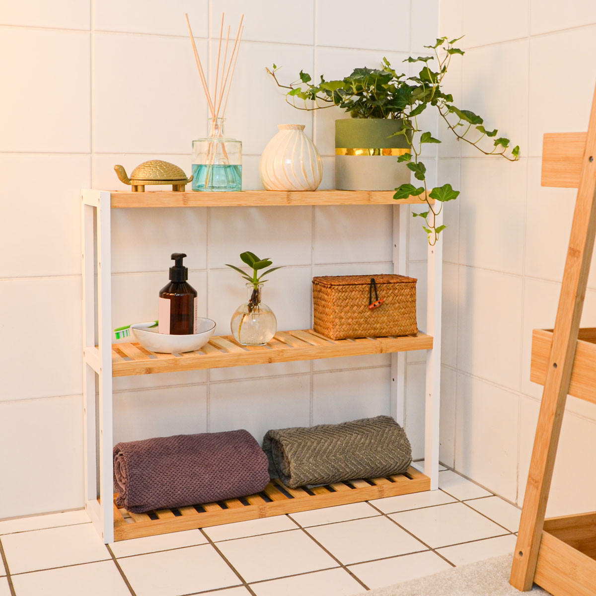 BAMBUS-WANDREGAL 60x54x15 cm - Braun, Holz (60/54/60cm) - Dunedesign