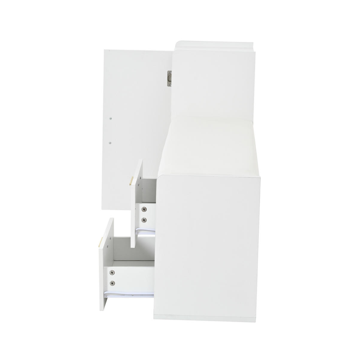 SCHUHSCHRANK in weiß Schuhkommode mit 2 Schubladen 1 Schrank für Wohnzimmer, Flur, Büro, B128/T30/H68cm - Weiß, Holzwerkstoff (128/68/30cm) - STILVORA