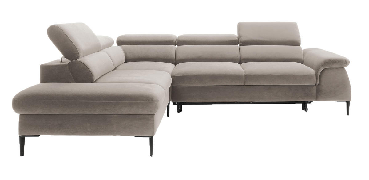 SCHLAFSOFA 280 cm Amaro L mit verstellbaren Kopfstützen, Links, Dunkelbeige - Cappuccino, Holz (280/214cm) - Emporius