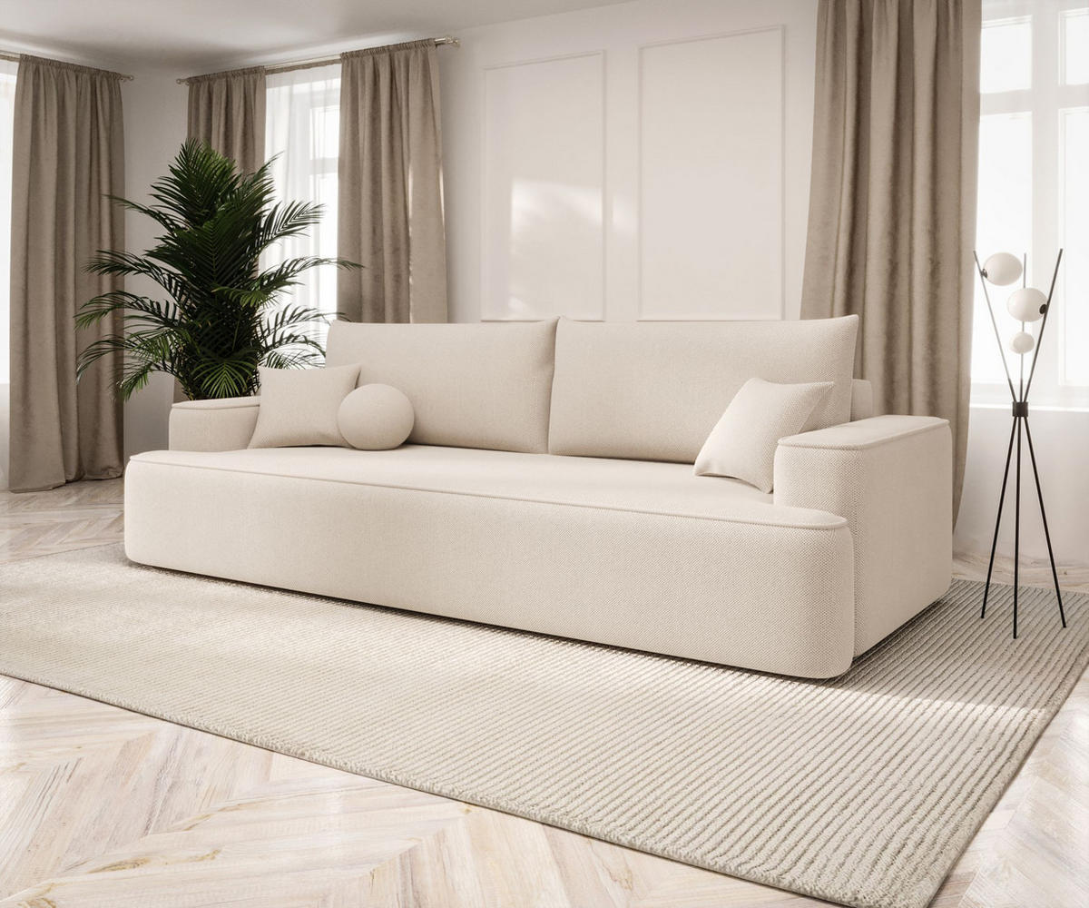 SOFA mit Schlaffunktion FIGO Curio 09 - Ecru, Textil (250/75/150cm) - Bedante