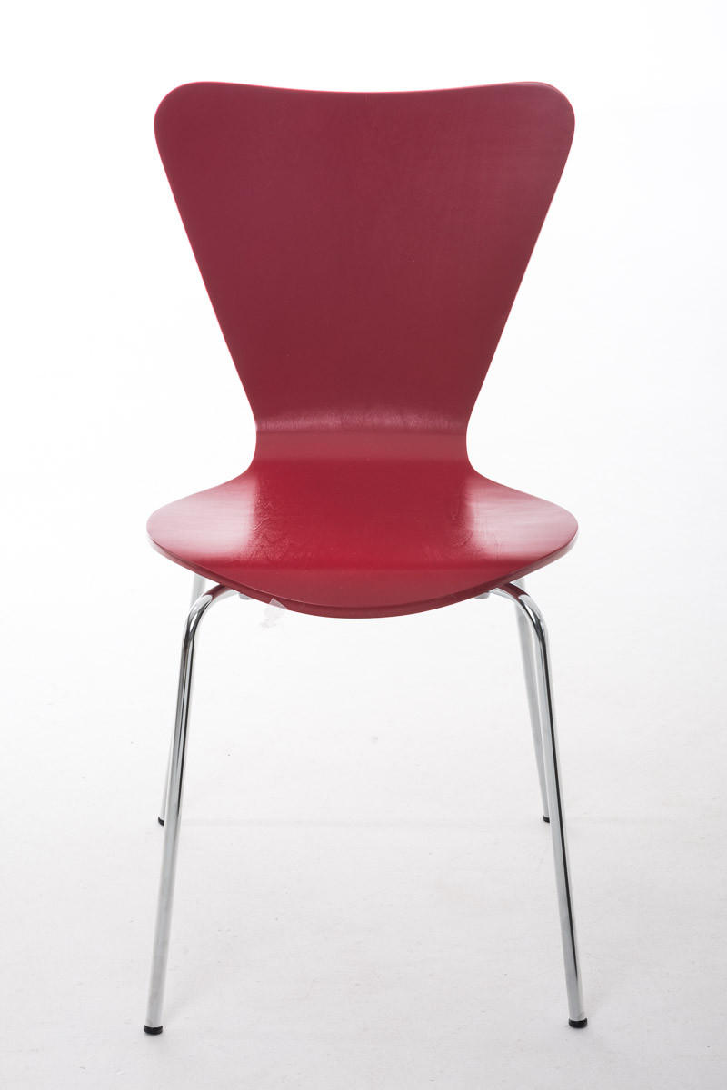 BESUCHERSTUHL Calisso mit Holzsitz und Metallgestell, Farbe: Rot - Chromfarben/Rot, Holz/Metall (42/85/47cm) - TPFLiving