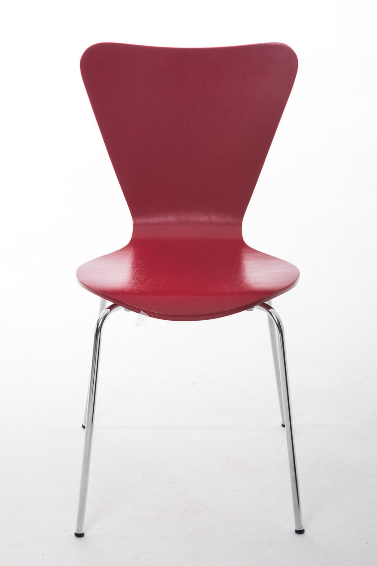 BESUCHERSTUHL Calisso mit Holzsitz und Metallgestell, Farbe: Rot - Chromfarben/Rot, Holz/Metall (42/85/47cm) - TPFLiving