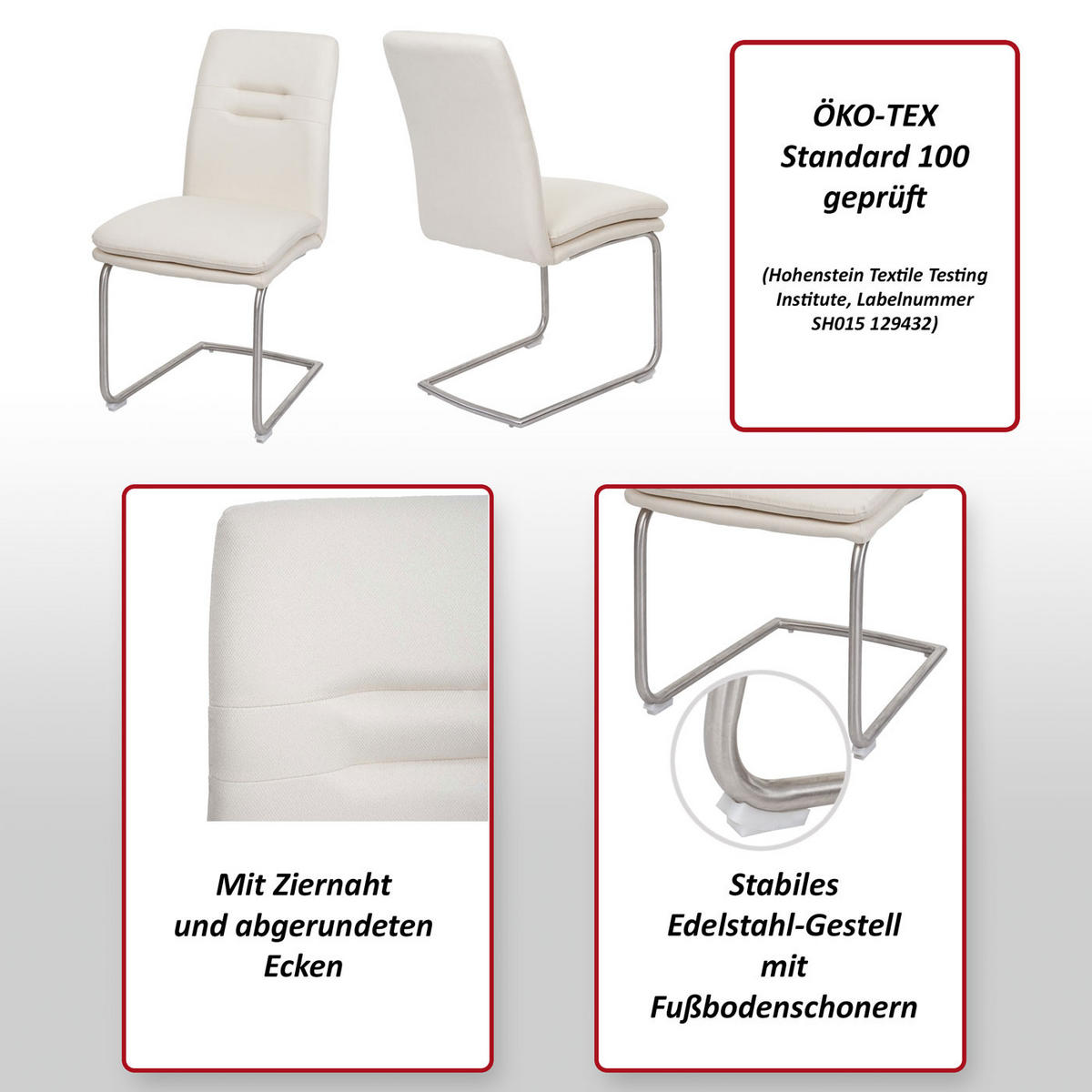 ESSZIMMERSTUHL Grau 6er-Set - Grau, Textil (47/92/57cm) - Jamb