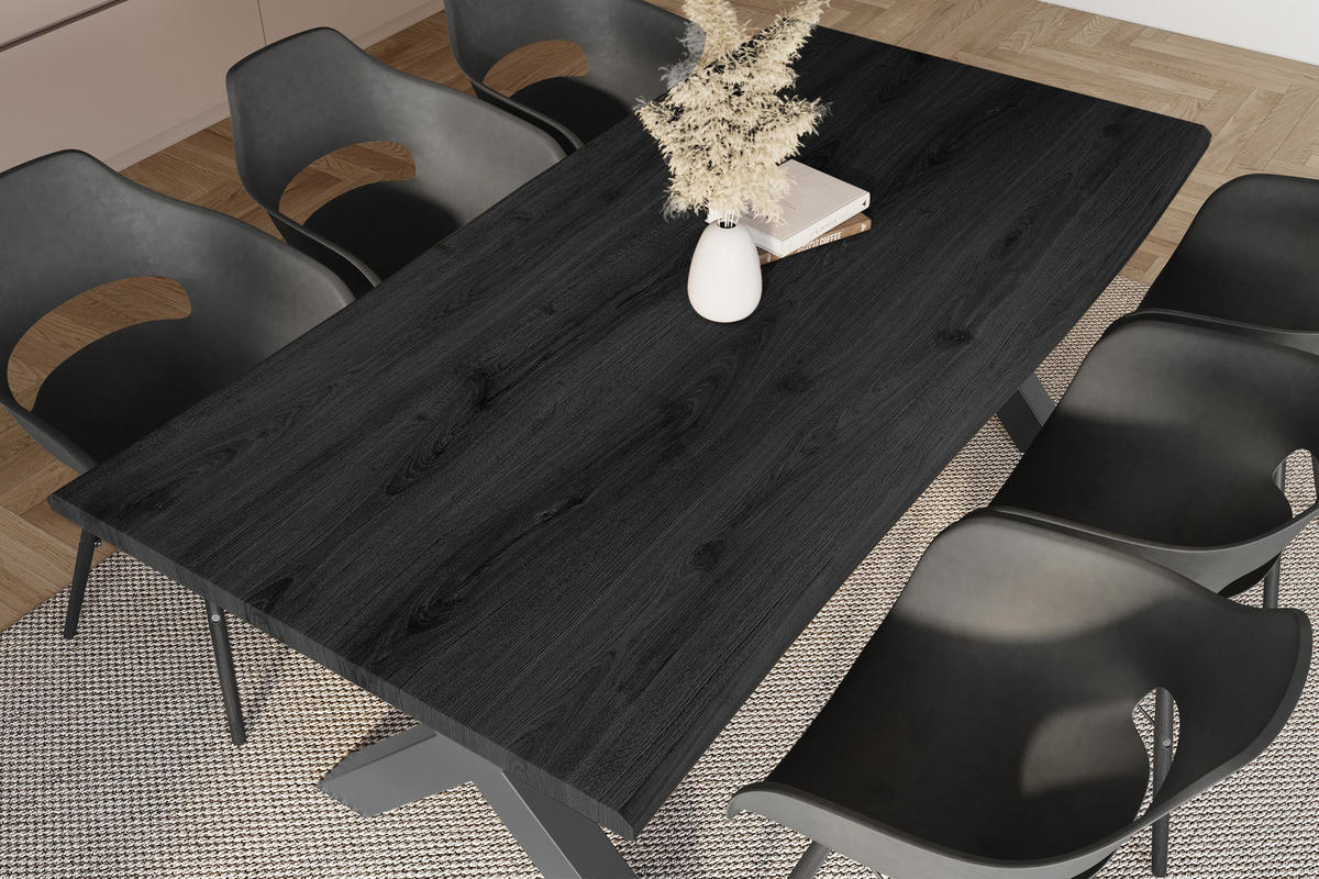 ESSTISCH JULIUS X - Dunkelgrau/Schwarz, Holz (100/240/77cm) - SAM