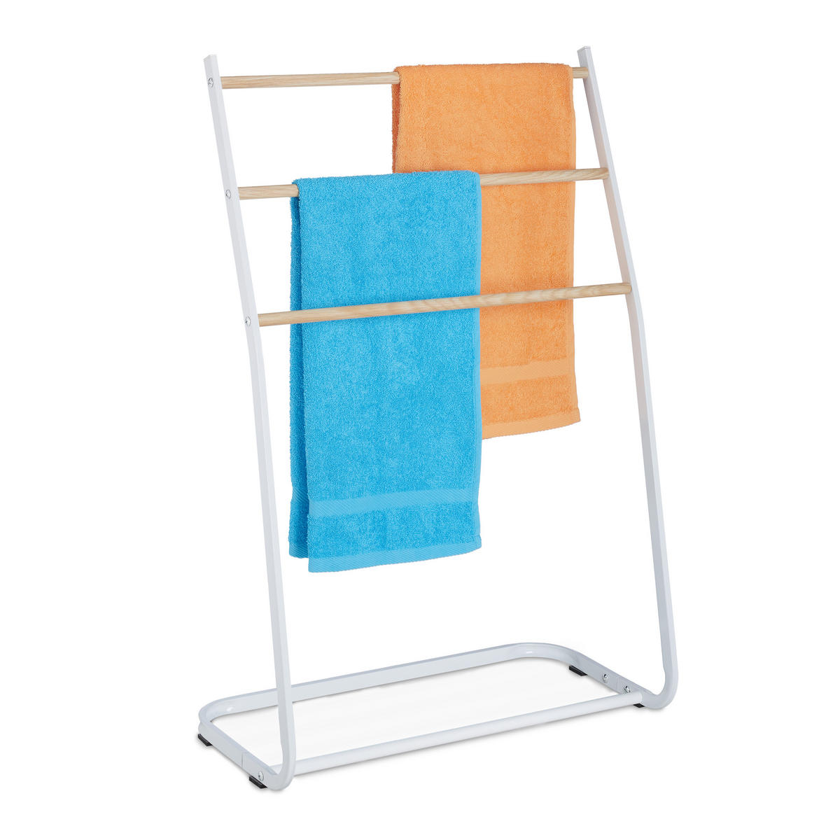 STOJAN na osušky - biela, kov (58/87/29.5cm) - Relaxdays