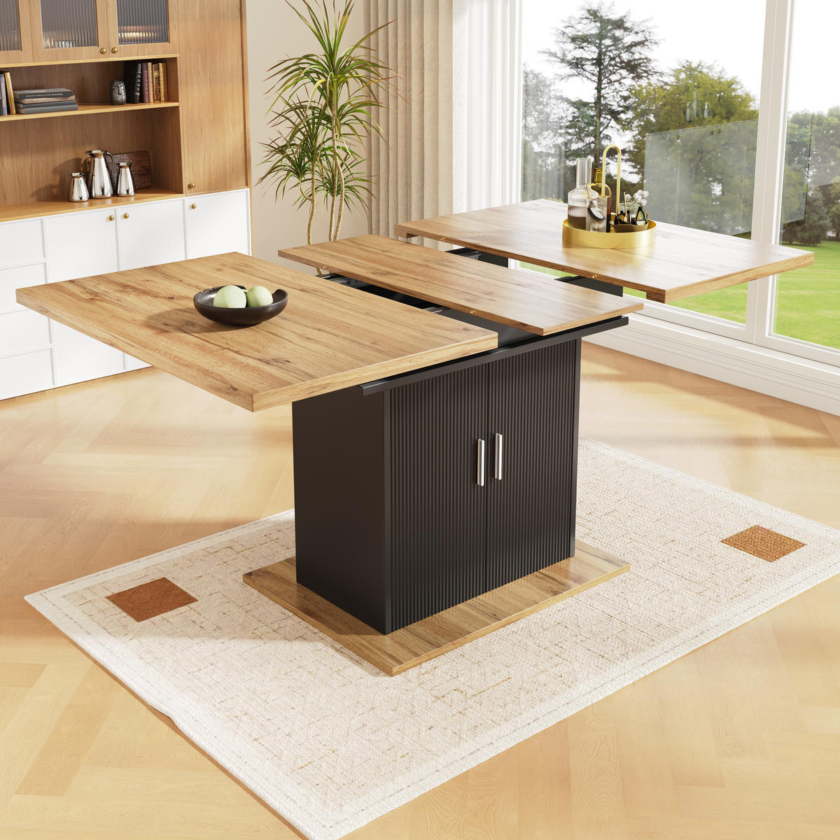 ESSTISCH in Schwarz und Holzoptik 110-140/70/76 cm - Schwarz, Holzwerkstoff (140/70/76cm) - Urban Meuble