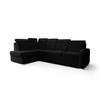 ECKSOFA KONGO RBN11, Eckcouch in L-Form mit Schlaffunktion, Farbe: Schwarz, Velourstoff, Ottomane Links - Schwarz, Textil (304/180cm) - O-Sofa