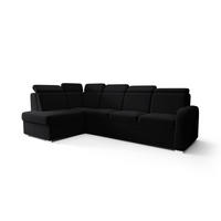 ECKSOFA KONGO RBN11, Eckcouch in L-Form mit Schlaffunktion, Farbe: Schwarz, Velourstoff, Ottomane Links - Schwarz, Textil (304/180cm) - O-Sofa