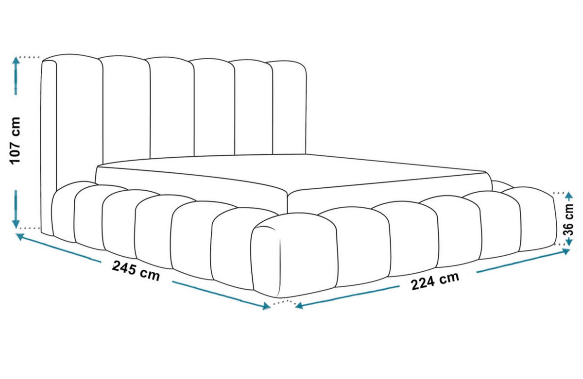BETT 180x200 - Polsterbett mit Bettkasten und Holzrahmen - Modern Bett - Eleganter Jasmine-Stoff - Kollektion Nora Maxi - Grau - Grau, Holz/Textil (180/200cm) - Alpi-Möbel