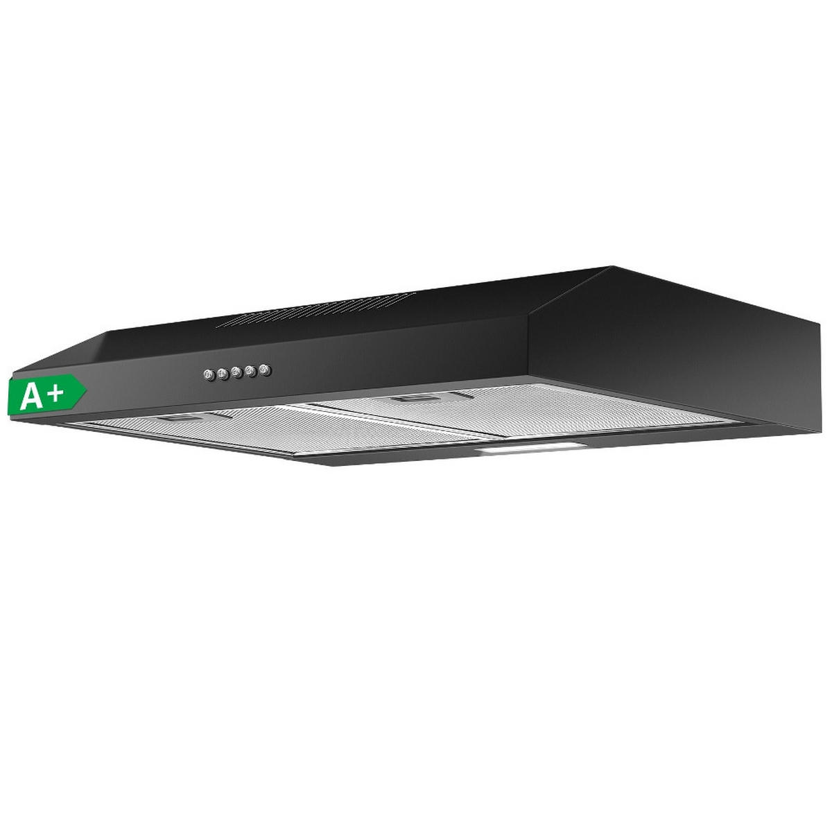 DUNSTABZUGSHAUBE Unterbau, ENERGIEEFFIZIENZKLASSE A+, 250 M³/h, Mit LED Beleuchtung, Edelstahl, Für Küchen, 60 Cm - Schwarz, Metall (14.02/49.02/64cm) - Rolipo