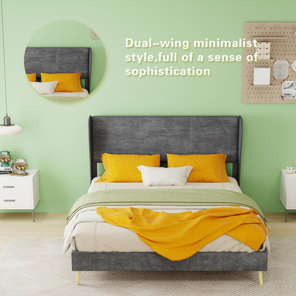 POLSTERBETT 140/200 cm mit gepolstertem Kopfteil und Matratze, Grau - Grau, Textil (140/200cm) - Redom