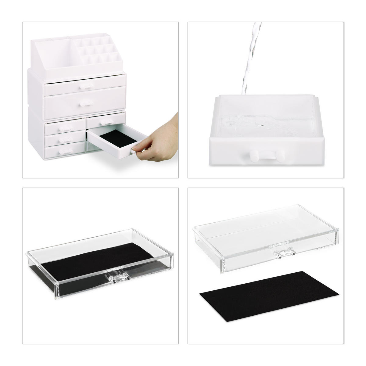 MAKEUP Organizer - Transparent, Kunststoff (24/30/14cm) - Relaxdays