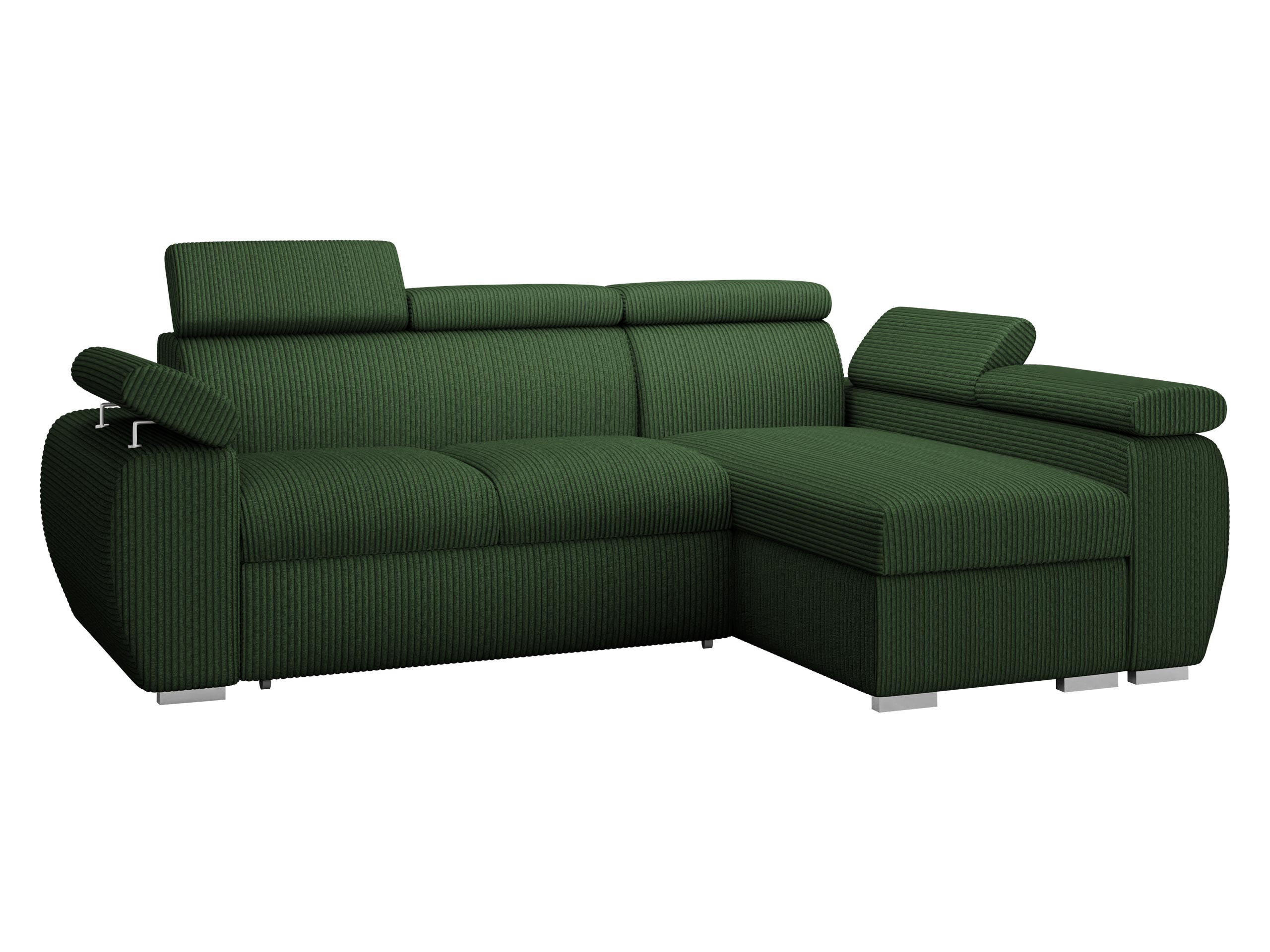 ECKSOFA Boston Mini Premium Cord 2RLC Seite: Rechts 2R+LC - Chromfarben/Grün, Holz/Textil (255/170cm) - MIRJAN24