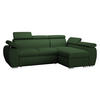 ECKSOFA Boston Mini Premium Cord 2RLC Seite: Rechts 2R+LC - Chromfarben/Grün, Holz/Textil (255/170cm) - MIRJAN24