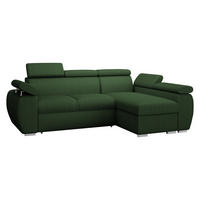 ECKSOFA Boston Mini Premium Cord 2RLC Seite: Rechts 2R+LC - Chromfarben/Grün, Holz/Textil (255/170cm) - MIRJAN24