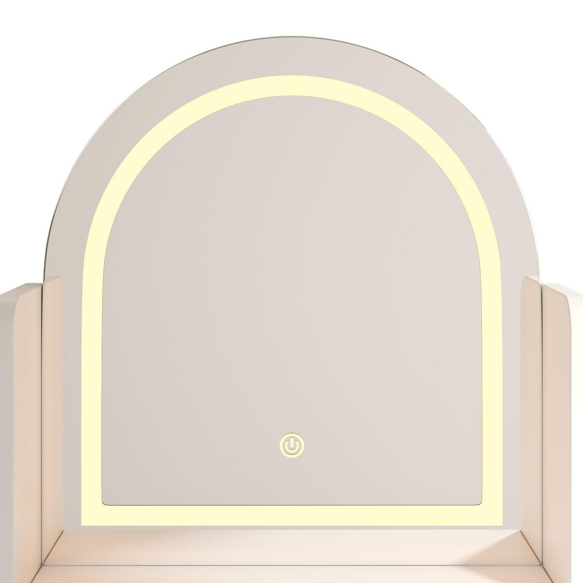 TOALETNÍ STOLEK bílý s LED osvětlením a zásuvkami do ložnice, 120×40×139,5 cm - bílá, kompozitní dřevo (120/139.5/40cm) - STILVORA