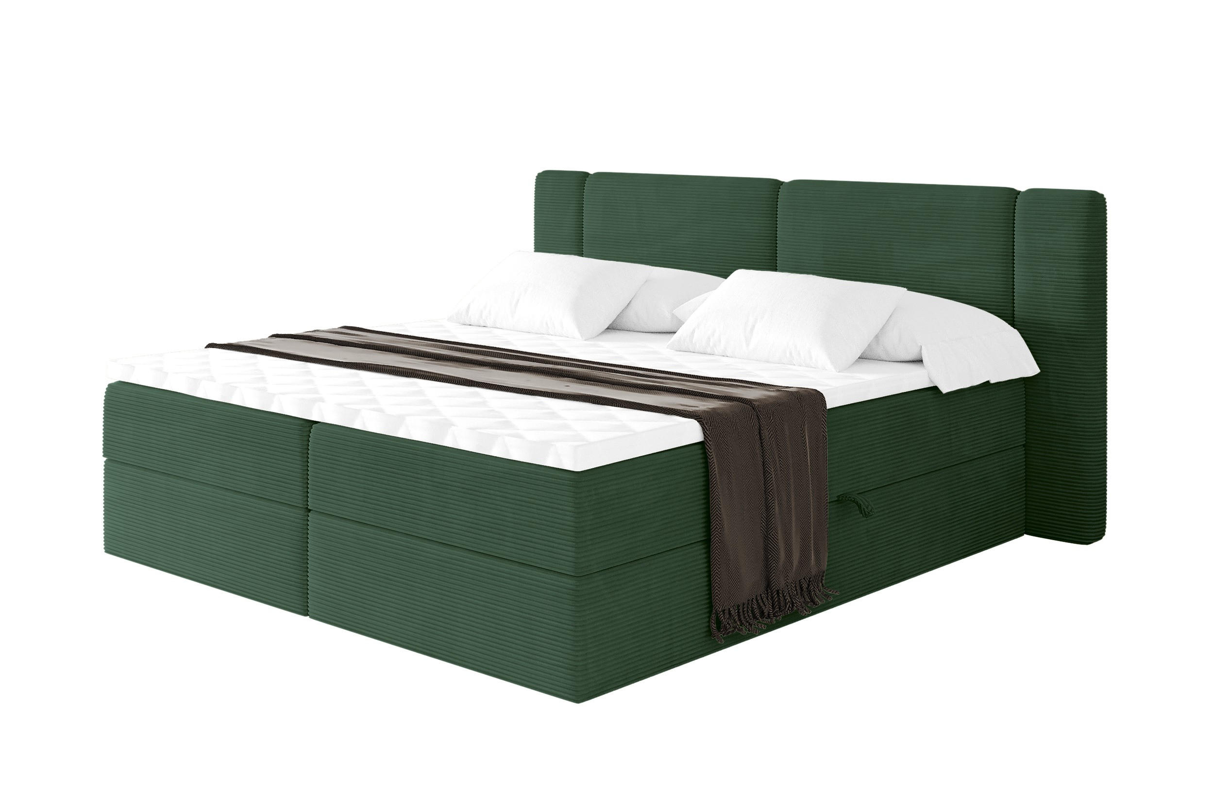 BOXBETT mit Matratze H3 - EVON - 140x200 cm Grün - Grün, Holzwerkstoff (140/200cm) - ALTDECOR