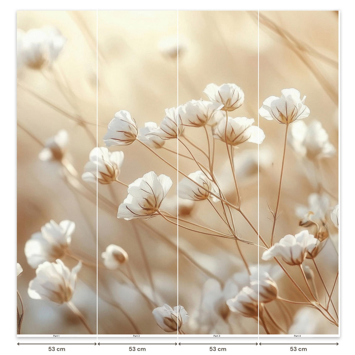 TAPETE - Wild - Blumen - Weiß - 220x220 cm - Creme, Papier (220/220cm) - OnlyWow