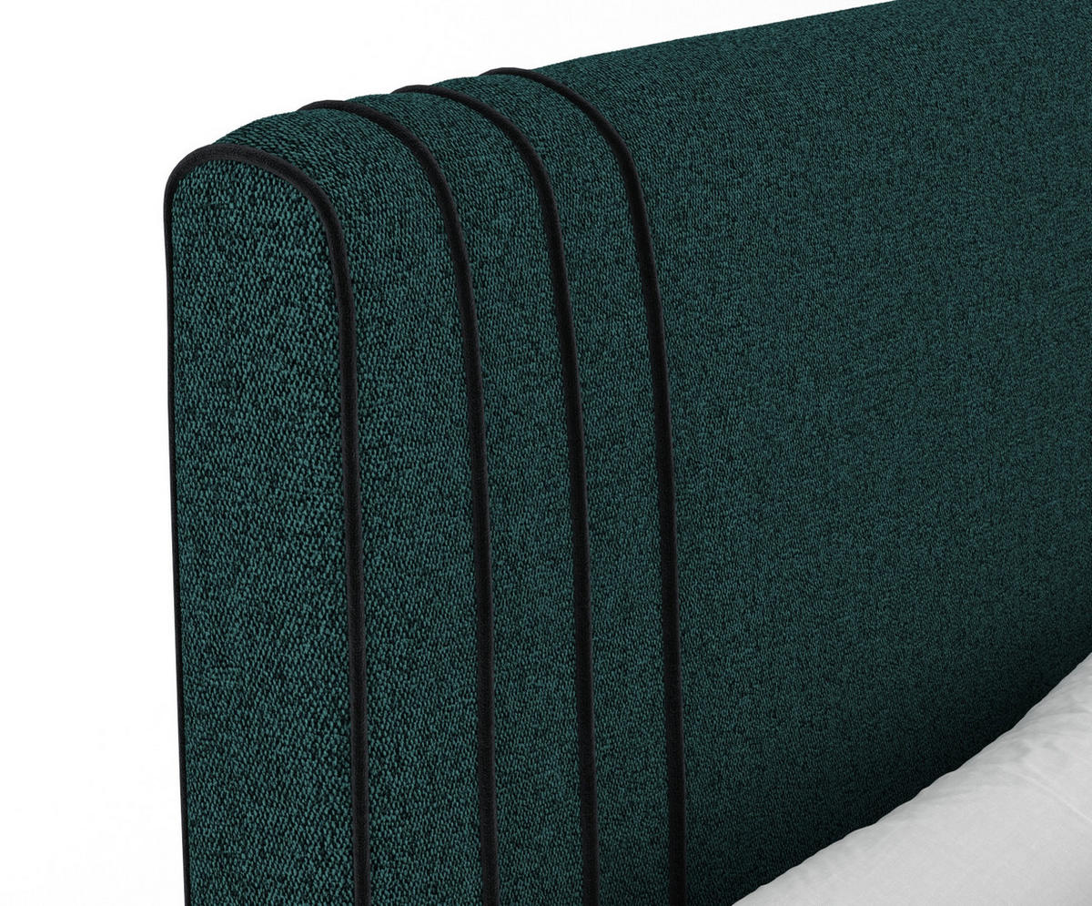 BOXSPRINGBETT Casone Grün/Schwarz 160/200 cm mit Latex-Topper - Silberfarben/Schwarz, Holz/Holzwerkstoff (160/200cm) - Maison de Reve