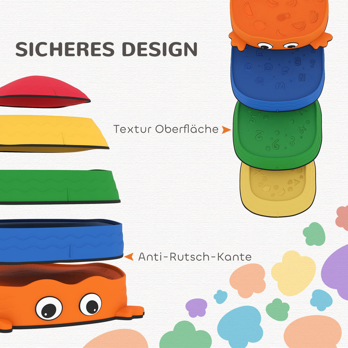 BALANCIERSTEINE für Kinder, Rutschfest Trittsteine zum Balancieren & Stapeln - Multicolor, Kunststoff (33.5/28/33.5cm) - AIYAPLAY