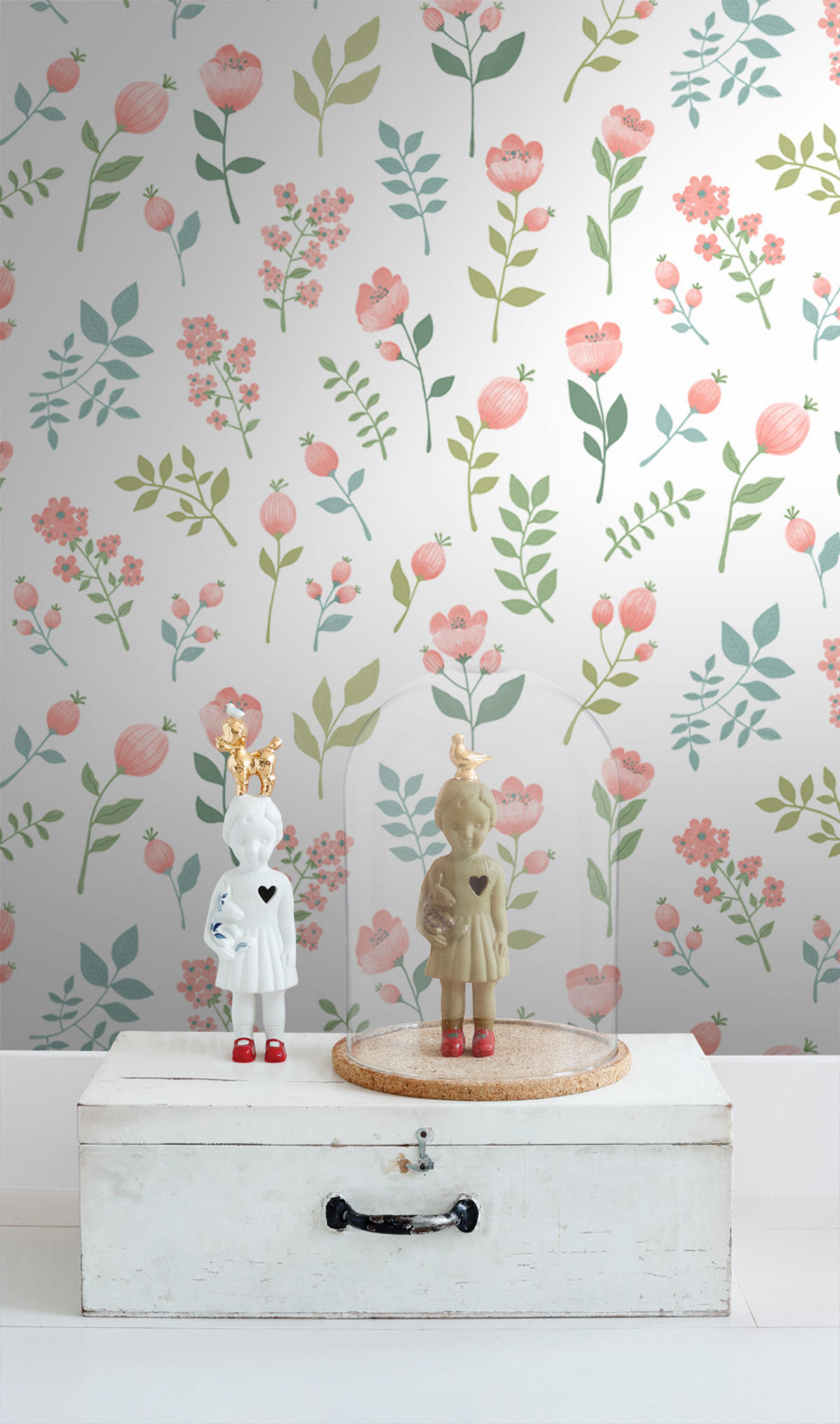 TAPETE Blumen 50 x 900 cm - Weiß, Papier (50/0.1cm) - ESTAhome