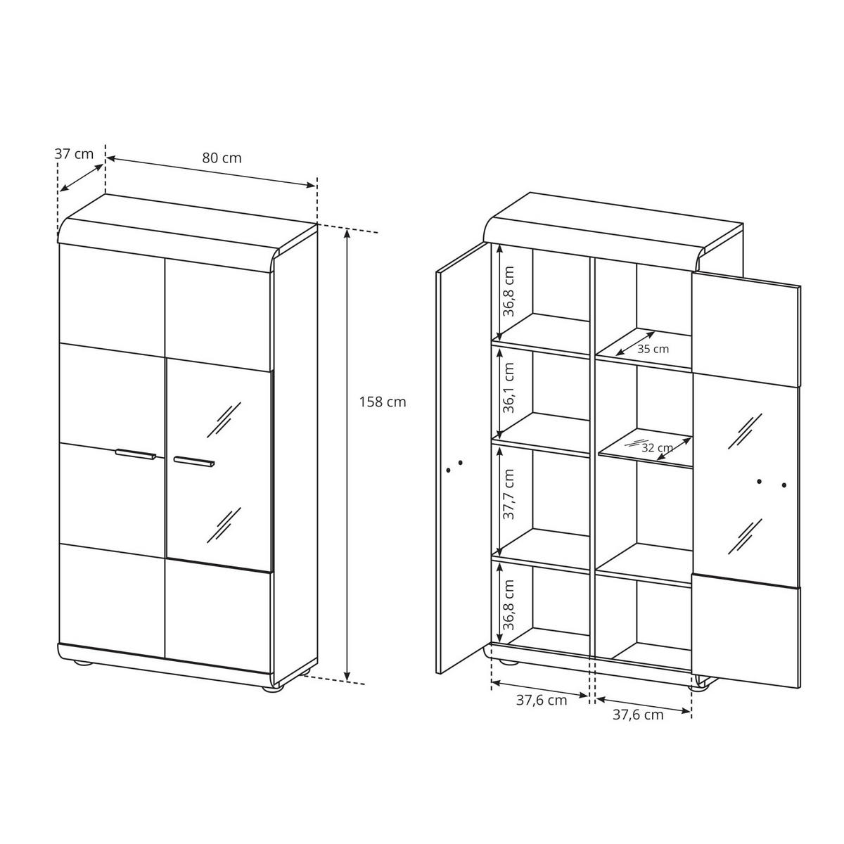 VITRINE in Sonoma Eiche - Sonoma Eiche, Holzwerkstoff (80/158/37cm) - MASSENO