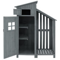 GARTENSCHRANK aus Massivholz 124x46x174 cm in Grau mit 2 Ablagen - Grau, Holz (46/174/124cm) - Modfu