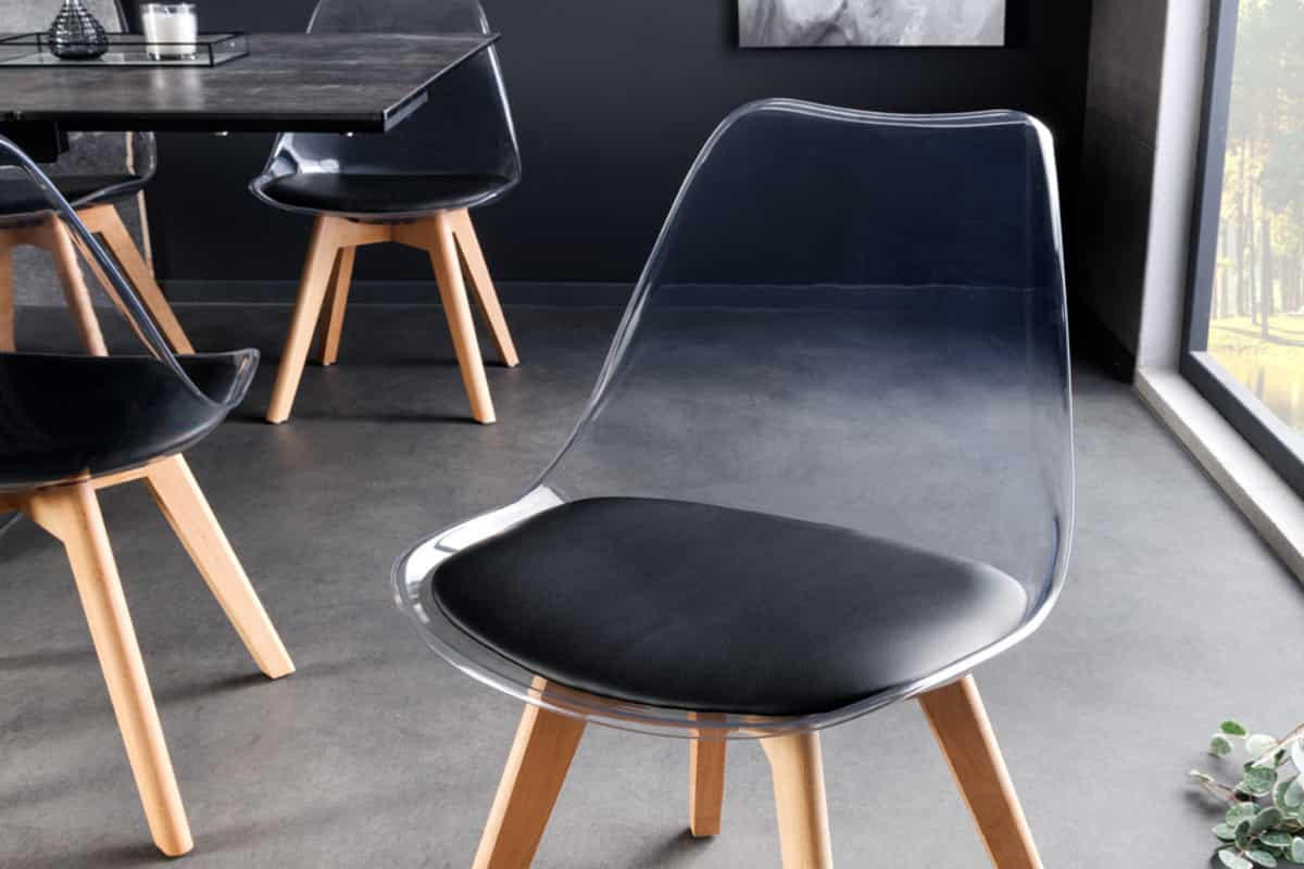 STUHL SCANDINAVIA MEISTERSTÜCK Kunstleder Transparent 80 cm - Transparent/Schwarz, Holz/Kunststoff (47/81/53cm) - riess-ambiente