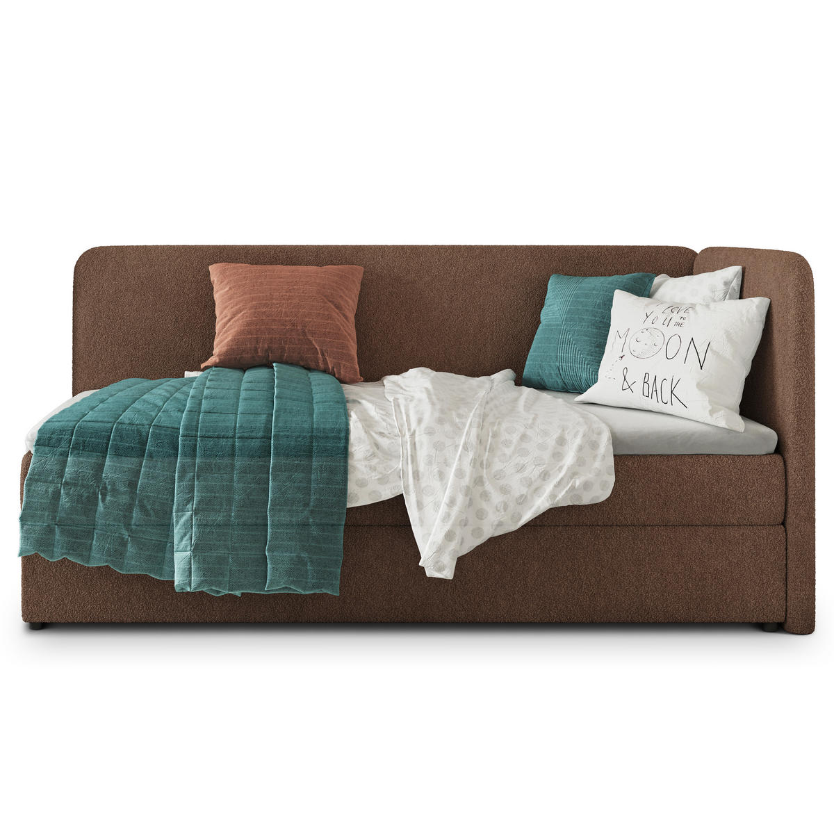 POSTEL BOXSPRING GINA 90x200 cm, s matrací a úložným prostorem, hnědá - hnědá, kompozitní dřevo/textil (90/200cm) - MASSENO