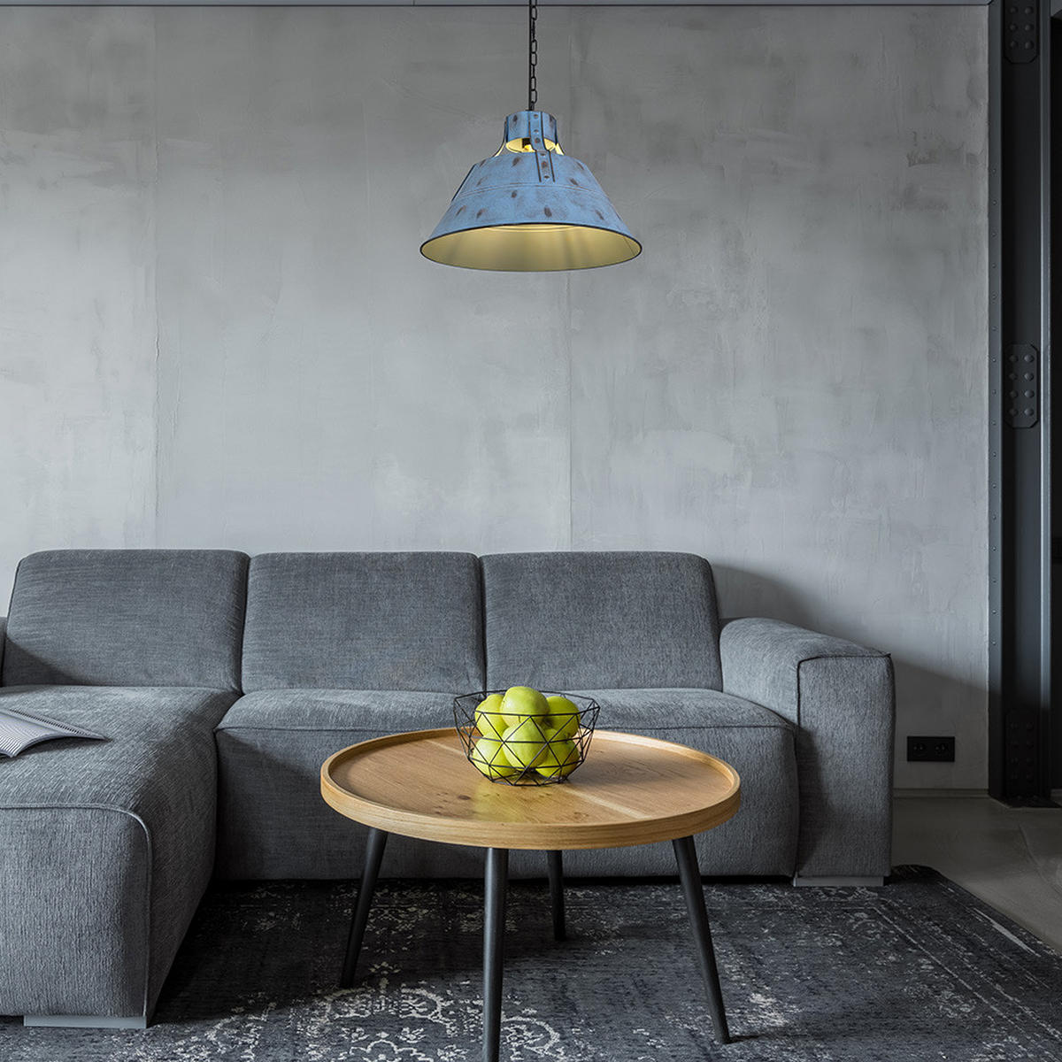 LED HÄNGELEUCHTE Blau Antik - Blau, Metall (45/45/150cm)