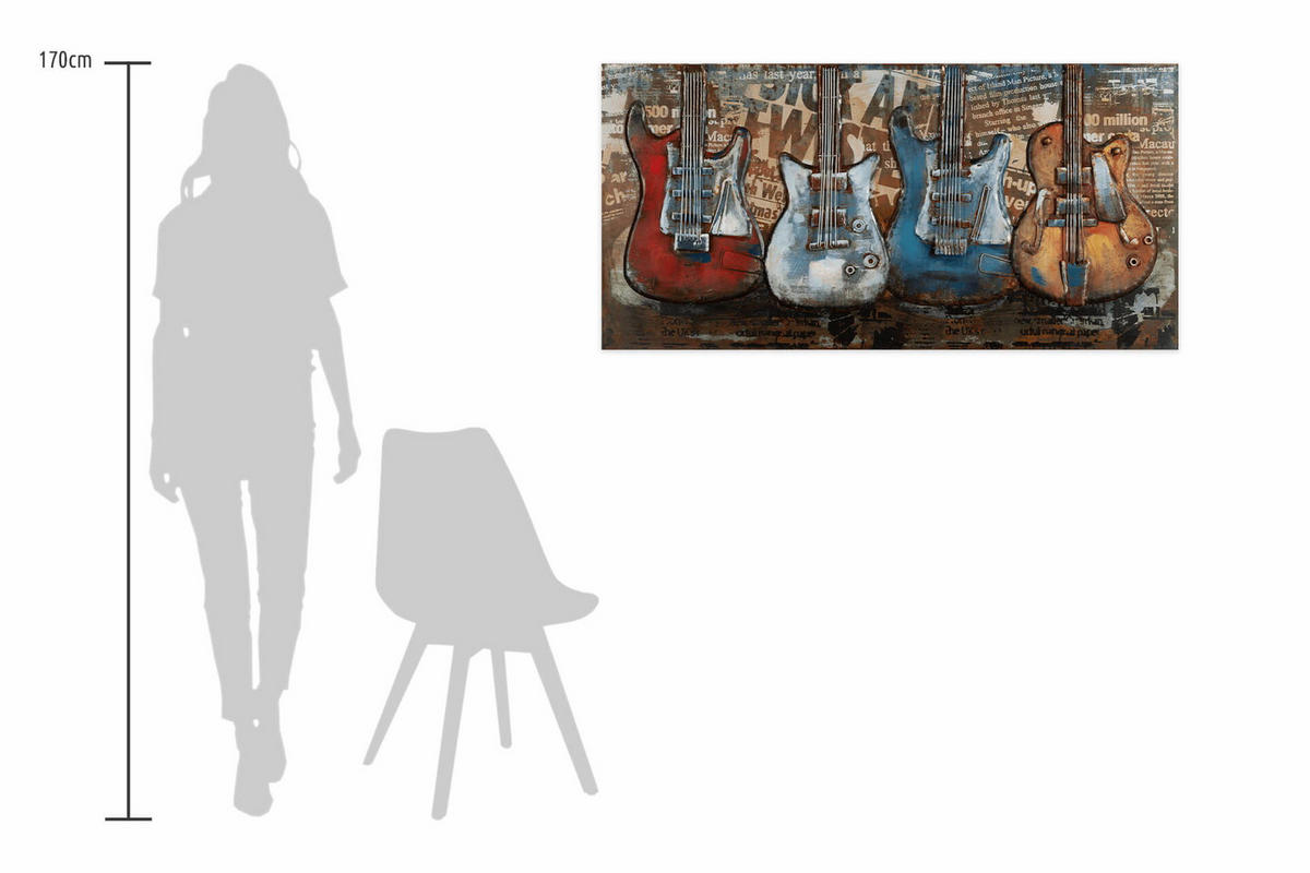 METALLBILD Bunt 100/50 cm - Multicolor, Metall (2.5/50cm) - KUNSTLOFT