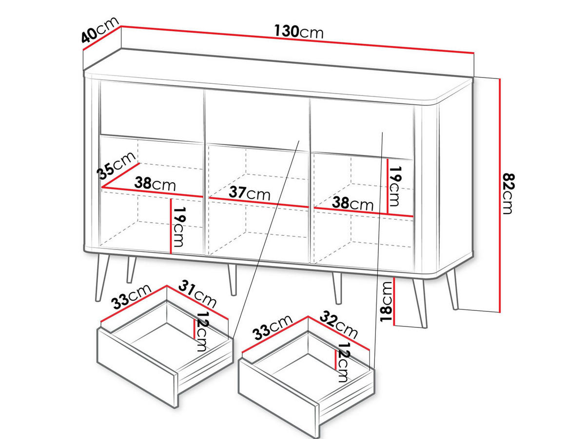 KOMMODE Marly Kaschmir / Walnuss 130 / 40 / 82cm - Kaschmir/Beige, Holz/Holzwerkstoff (130/82/40cm) - Feldmann-Wohnen