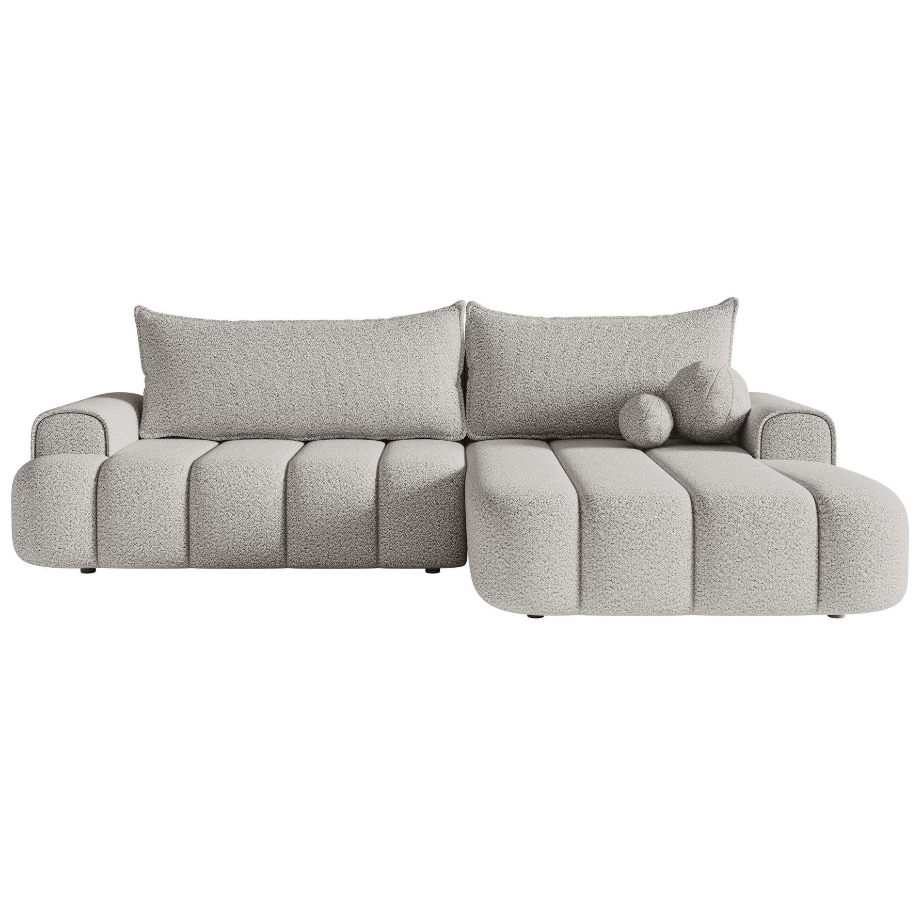 ECKSOFA Dandelino Hellgrau mit Bouclé-Bezug, rechts - Hellgrau/Schwarz, Kunststoff/Textil (275/168cm) - Selsey