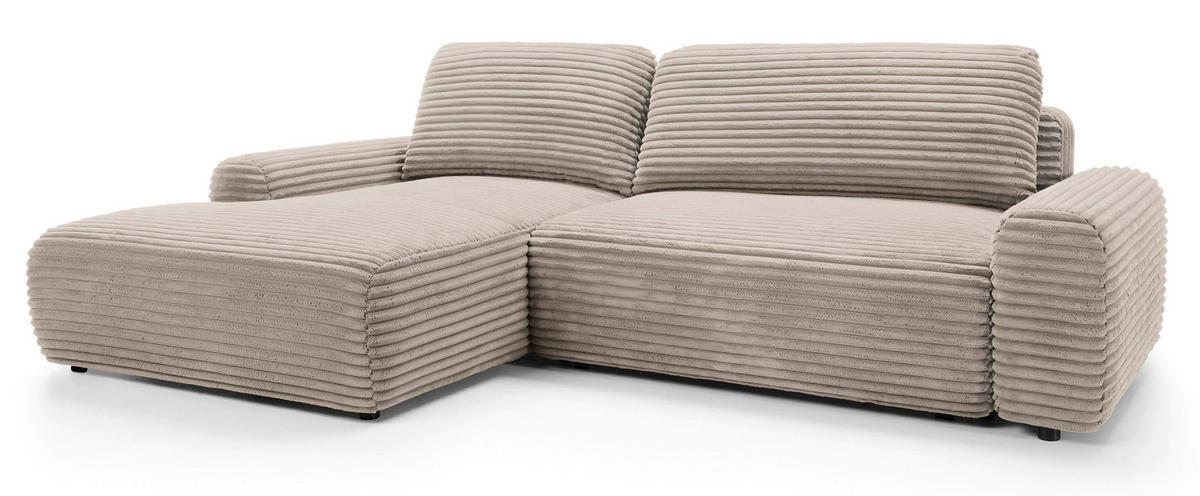 ECKSOFA Alferia Beige mit Cordbezug - Beige/Schwarz, Kunststoff/Textil (264/162cm) - Selsey