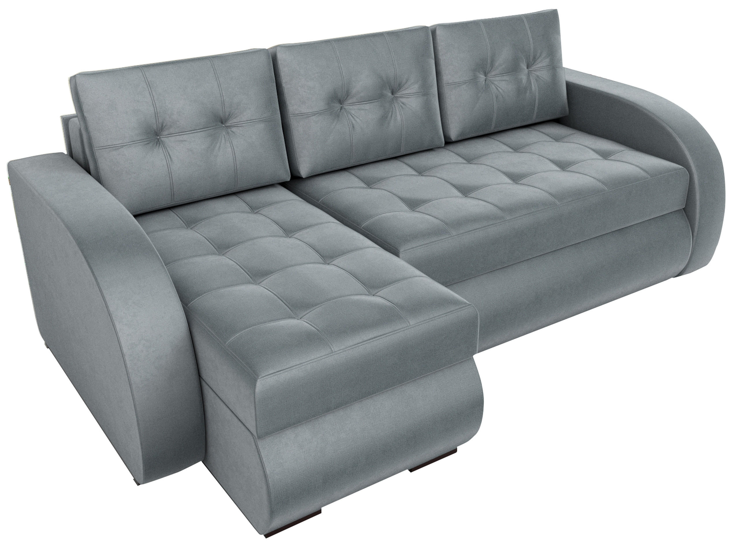 ECKSOFA Bergen mit Schlaffunktion Grau Samtstoff - Grau, Textil (238/141cm) - Bromarkt